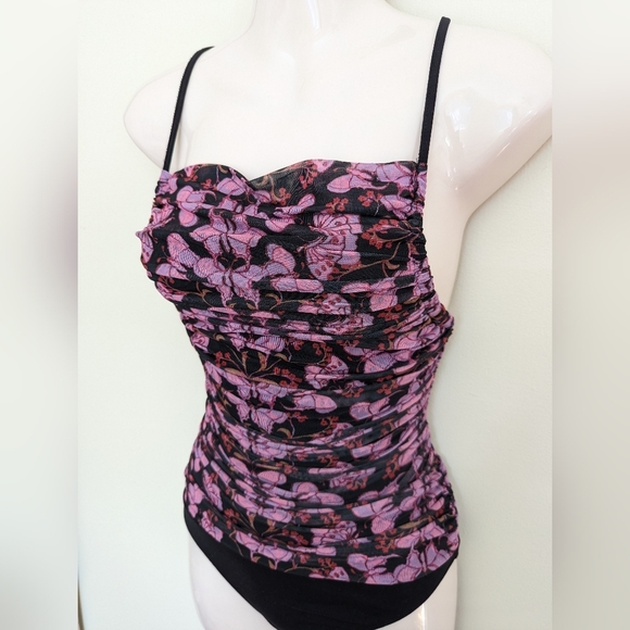 Free People shirred butterfly print bodysuit top xs - Picture 9 of 13